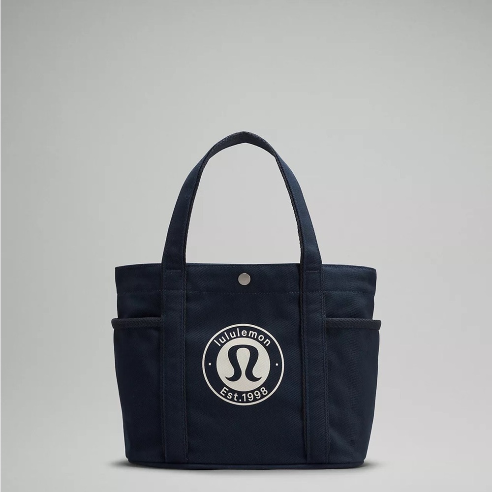 Lululemon Daily Multi-Pocket Mini Canvas Tote Bag 6.5L- True Navy/Bone